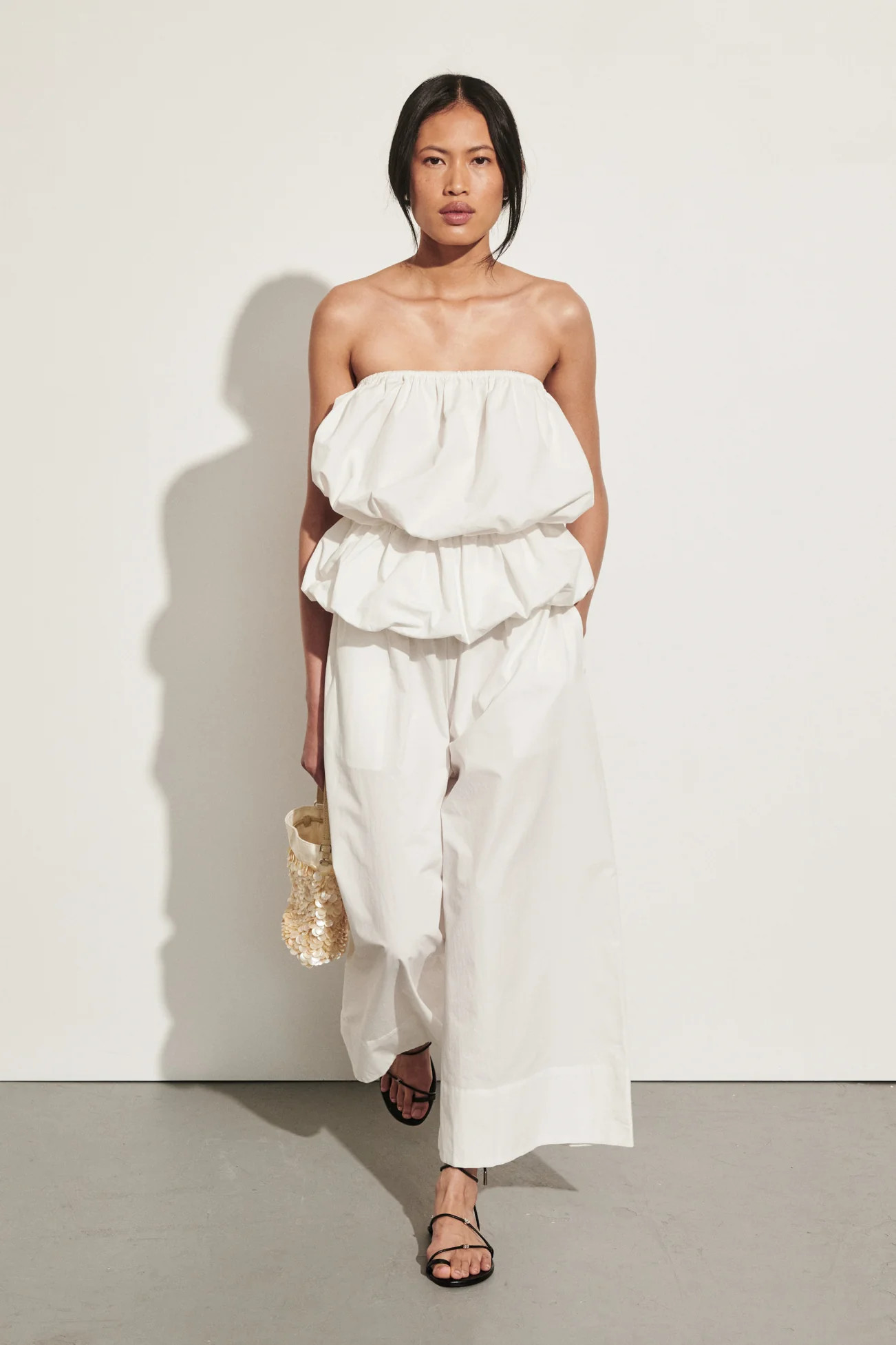 OLIVRA WHITE COTTON CROPPED PANT | DISSH