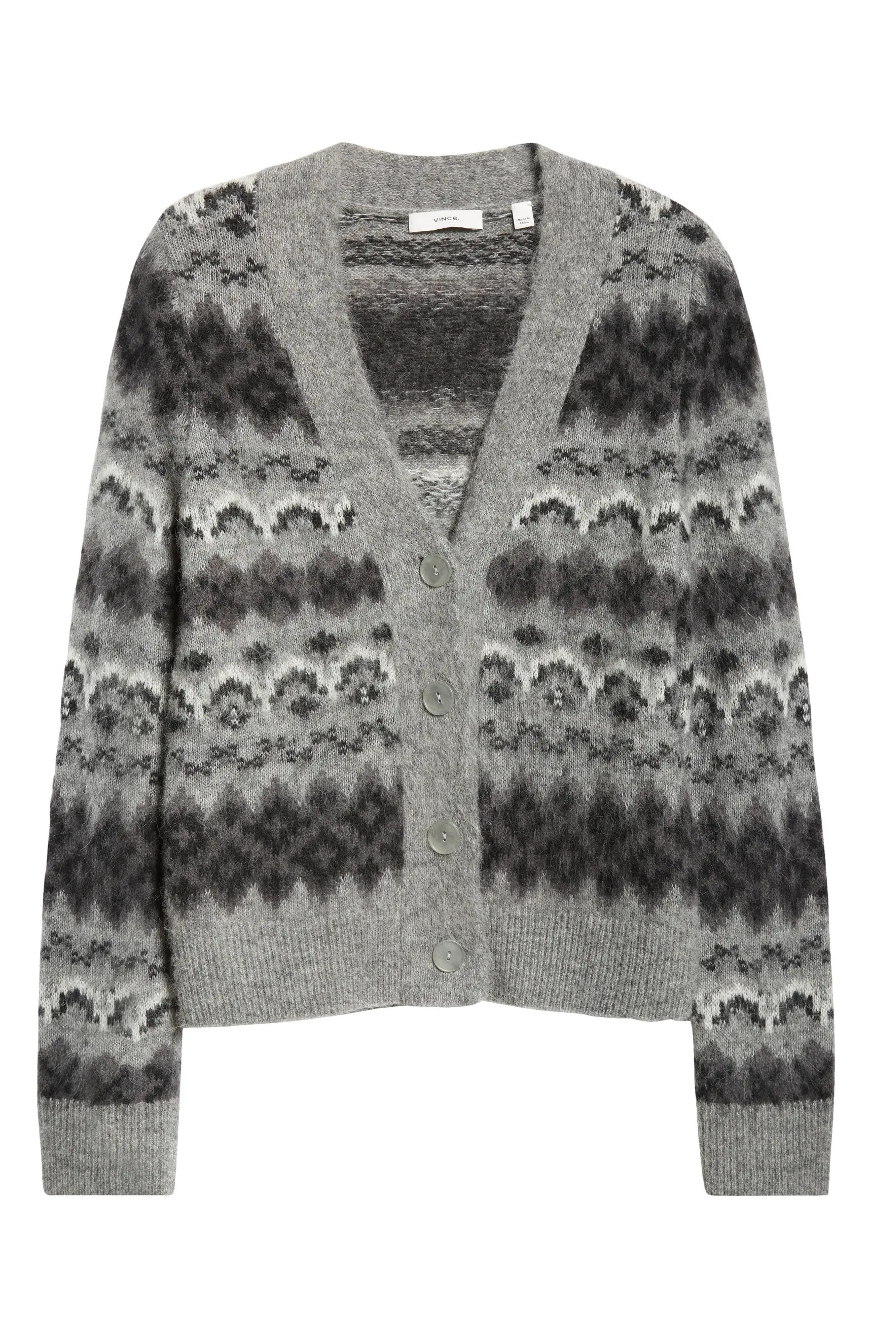 Vince Fair Isle Alpaca Blend V-Neck Cardigan | Nordstrom | Nordstrom