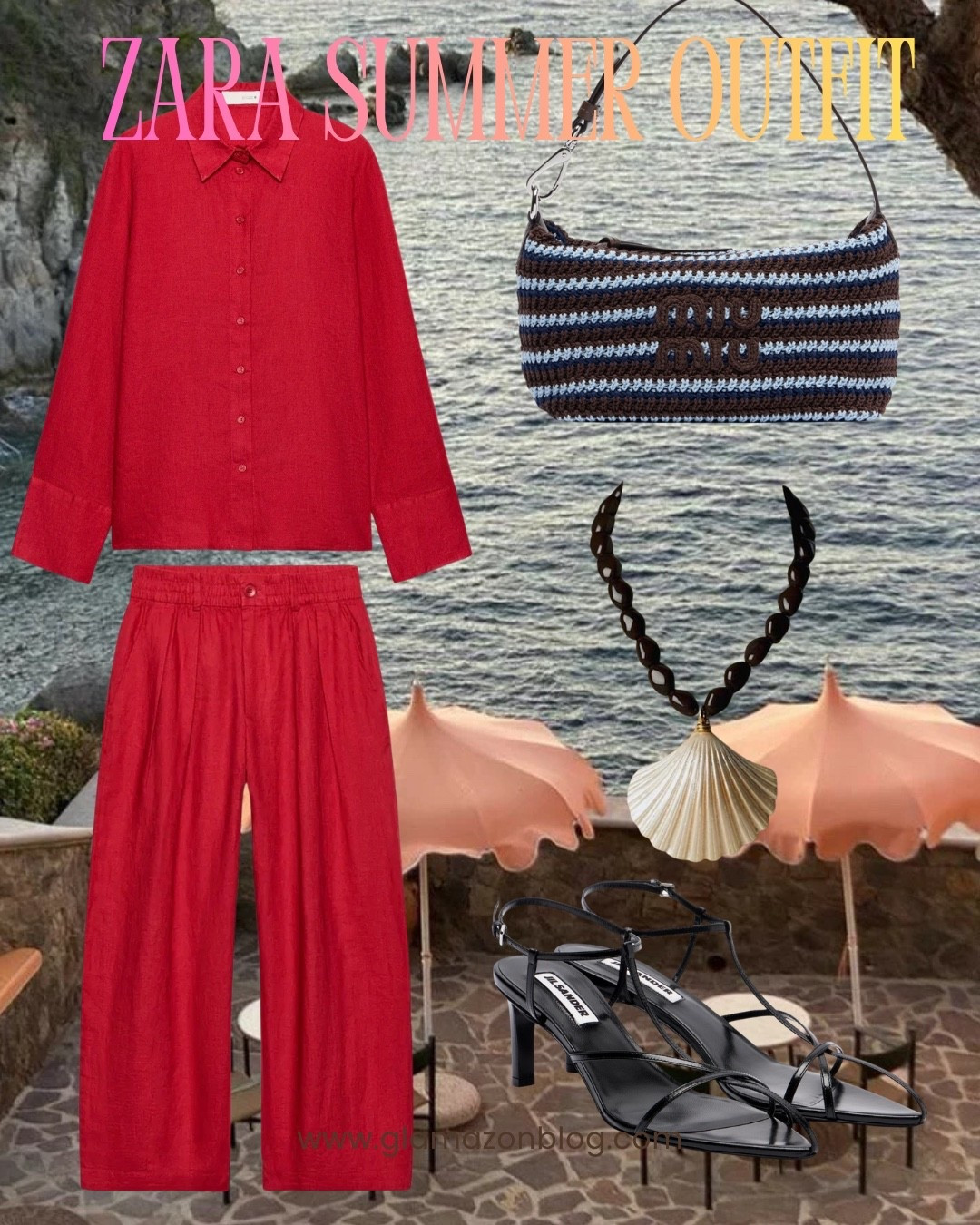 Red shirt, linen shirt, linen trousers, zara trousers, shell necklace, summer bag, miu miu bag, jil sander shoes

#LTKeurope #LTKuk #LTKsummer