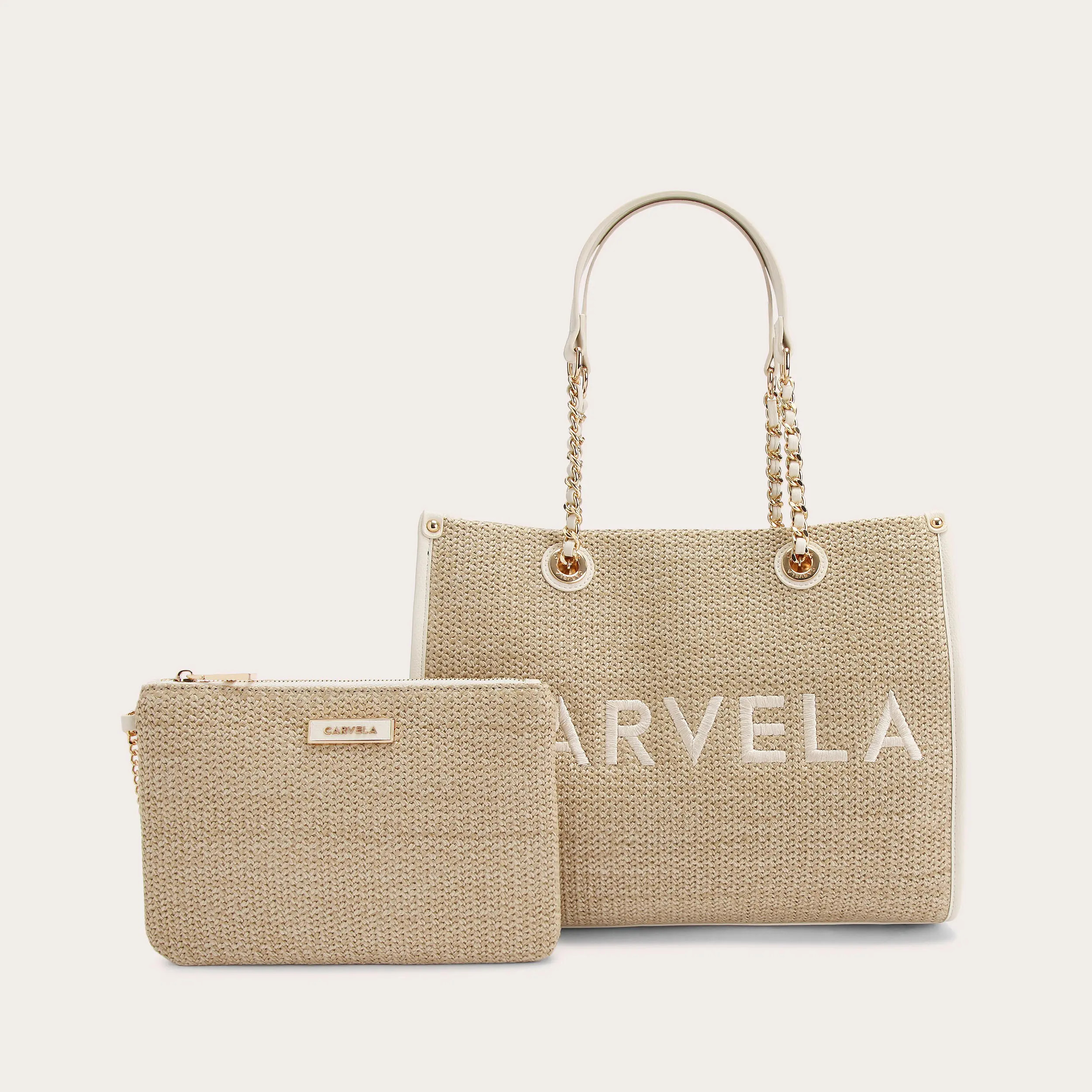 SORRENTO MIDI RAFFIA Beige Raffia Midi Tote by CARVELA | Carvela UK