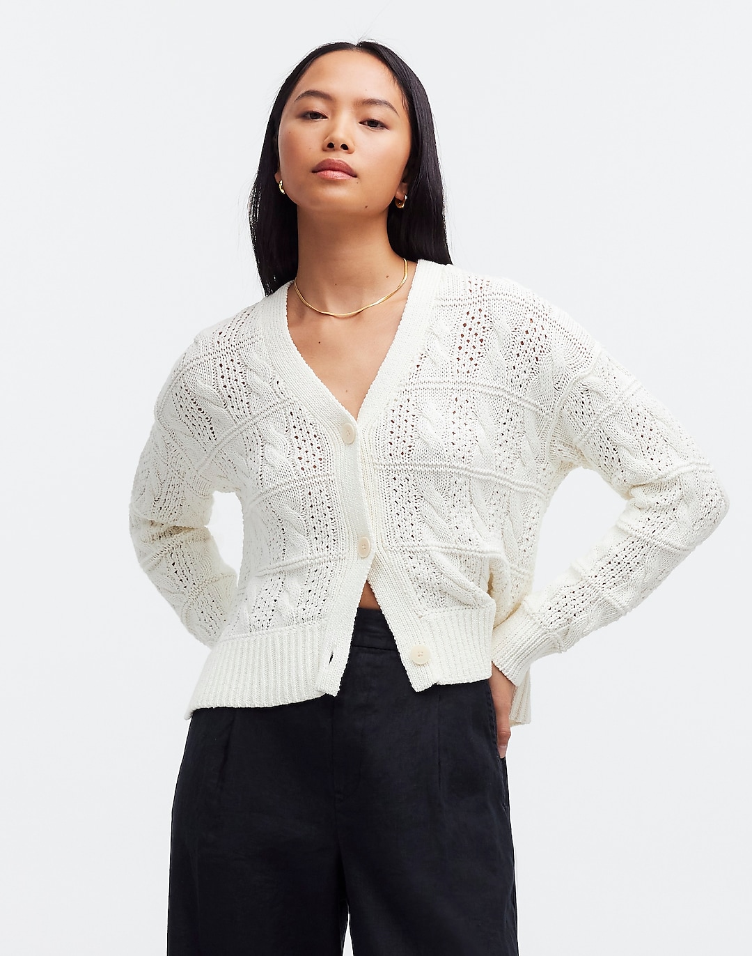 Open Cable-Stitch Cardigan Sweater | Madewell