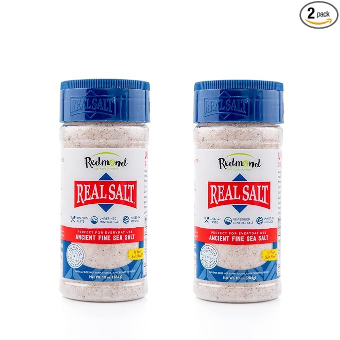 Redmond Real Sea Salt - Natural Unrefined Gluten Free Fine, 10 Ounce Shaker (2 Pack) | Amazon (US)