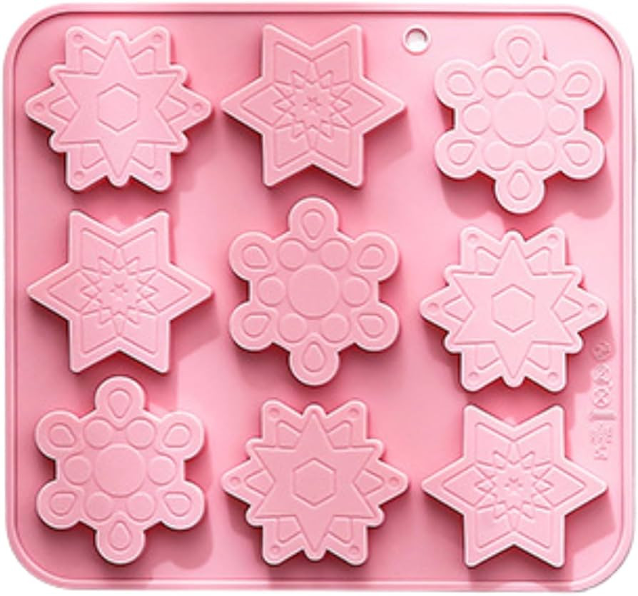 Silikon-Schneeflockenformen, 9 Mulden, Weihnachts-Schneeflocken-Formen, DIY, Schokolade, Süßigk... | Amazon (DE)