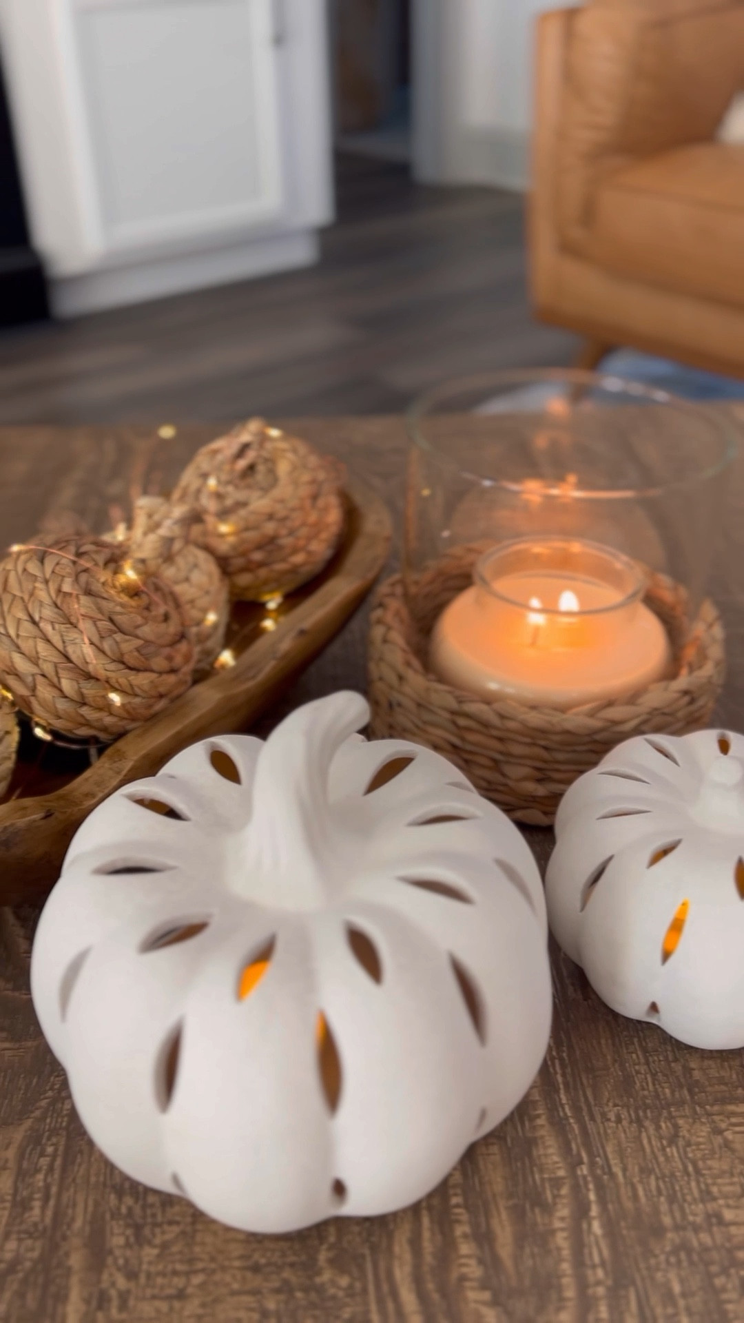 Easy, simple, cozy & neutral — my absolute fave! 🍂✨ sharing TWO ways to style any smaller table top space w/ these warm tone pieces I LOVED from Walmart for under $50🎃

✨🍂 #walmartpartner #IYWYK #WalmartFinds / fall decor / home decor / easy design / wood tones / candle / pumpkins / terracotta / wicker / cozy home 

#LTKSeasonal #LTKVideo #LTKhome