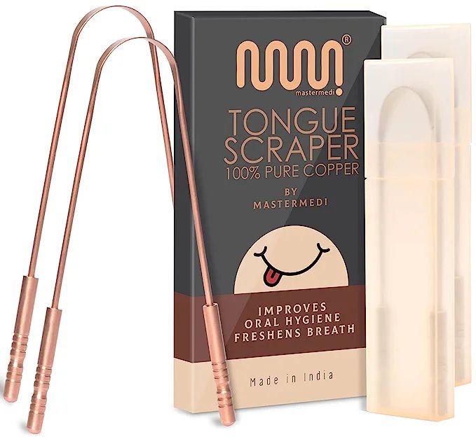 Amazon.com : Natural Copper Tongue Scraper for Adults with Travel Case (2 Pc), Easy to Use Tongue... | Amazon (US)