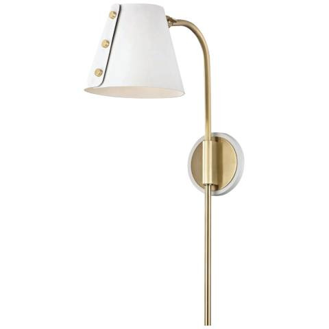 Mitzi Meta Aged Brass and White LED Swing Arm Wall Lamp | Lamps Plus