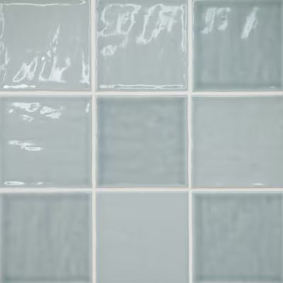Bedrosians Marin Misty Blue (Light Blue) 4-in x 4-in Glossy Ceramic Subway Wall Tile (5.49-sq. ft... | Lowe's