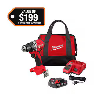 Milwaukee M18 18V Lithium-Ion Brushless Cordless 1/2 in. Compact Drill/Driver with One 2.0 Ah Bat... | The Home Depot