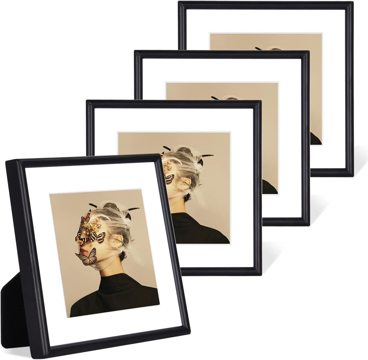 4x4 Picture Frame Set of 4, Matted Black Simple Modern Brushed Thin Aluminum Metal Square Photo F... | Amazon (US)