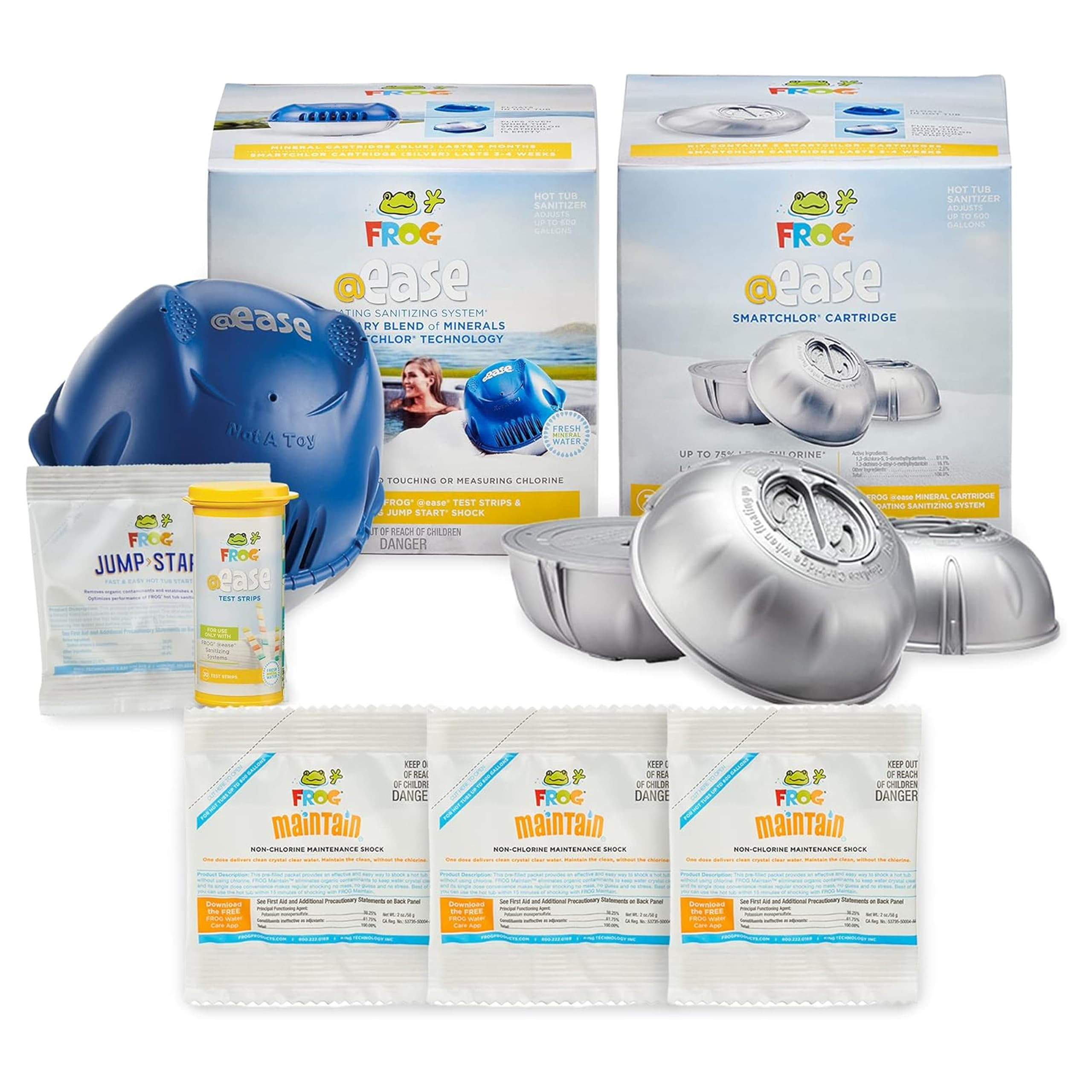 FROG @Ease Floating System for Hot Tubs - Quick & Easy Self-Regulating Hot Tub Sanitizer - Hot Tu... | Amazon (US)