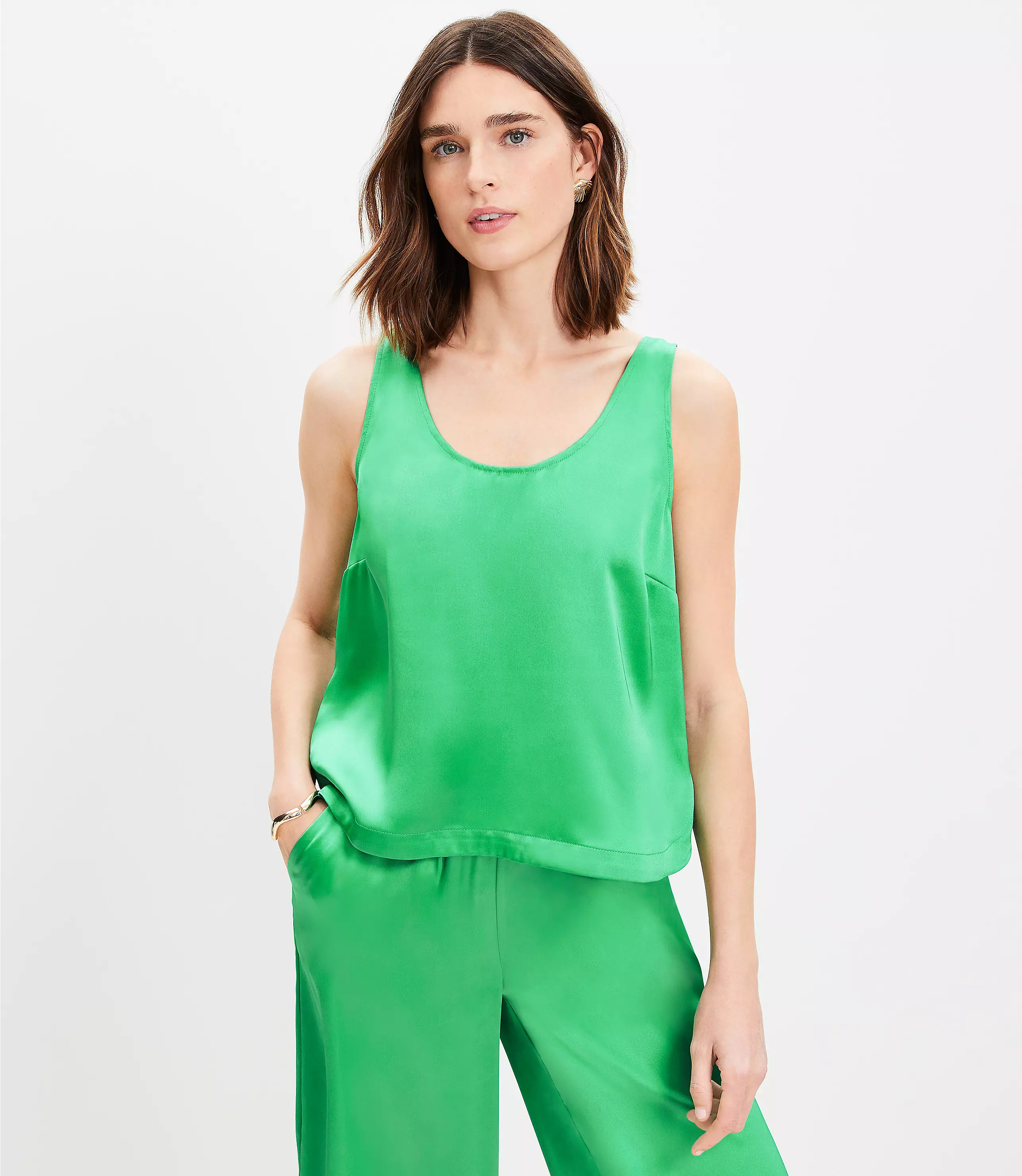 Petite Satin Hi-Lo Hem Tank Top | LOFT