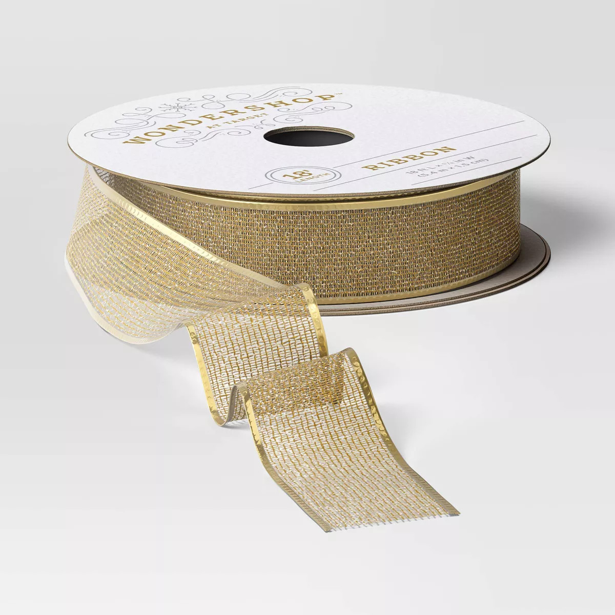 5/8" Sheer Fabric Christmas Ribbon 18' Metallic Champagne - Wondershop™: Gift Packaging Accesso... | Target