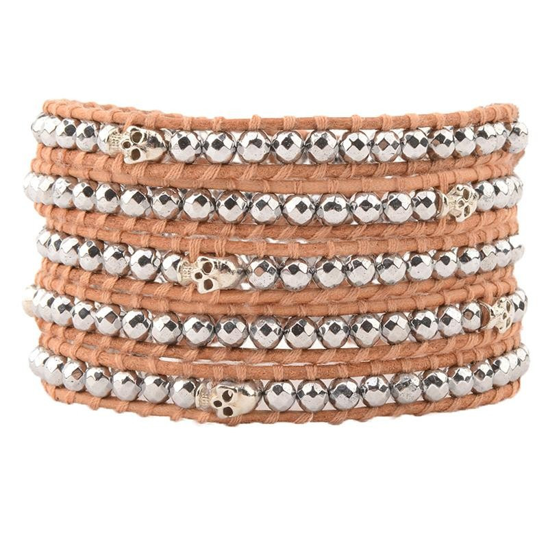 Silver Beads & Skulls on Natural | Victoria Emerson