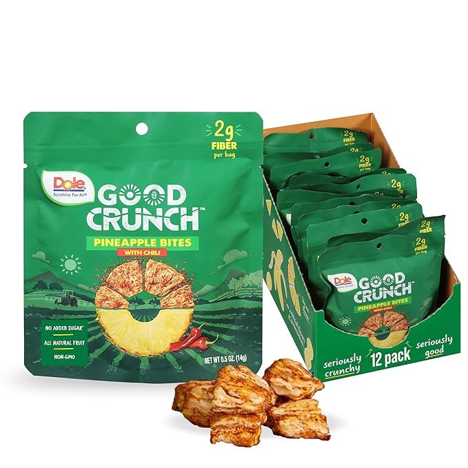 Dole Good Crunch Pineapple with Chili Dried Fruit Bites, Gluten Free & Vegan Snack, 0.5oz Bags (P... | Amazon (US)