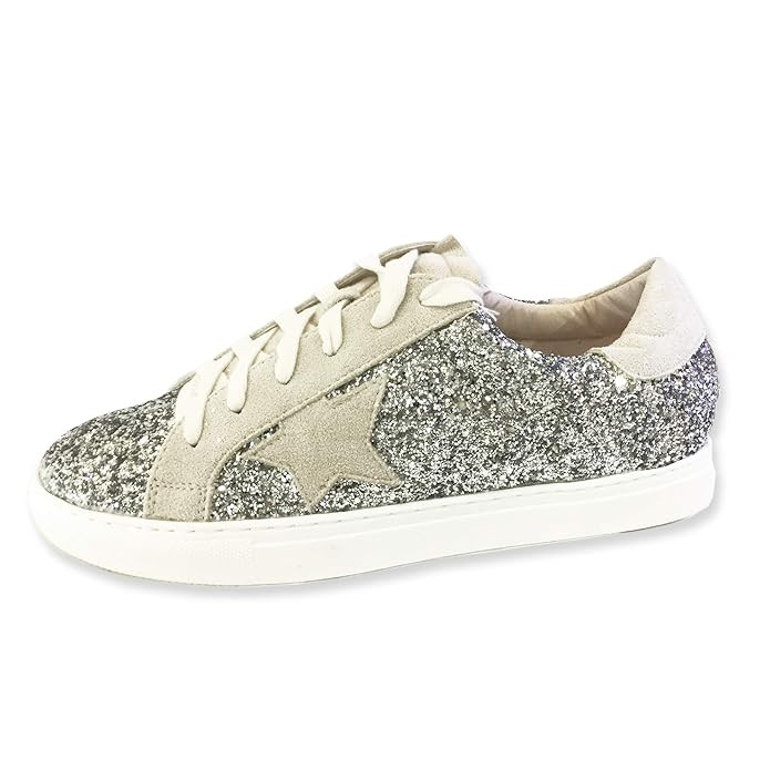 Women Classic Two Tone Star Lace up Fashion Sneakers-Half Size Small | Amazon (US)