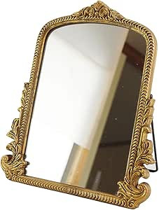 Vintage Vanity Makeup Desk Mirror，Antique Traditional Chic Arch Table Mirror Gold，Decor Wood ... | Amazon (US)
