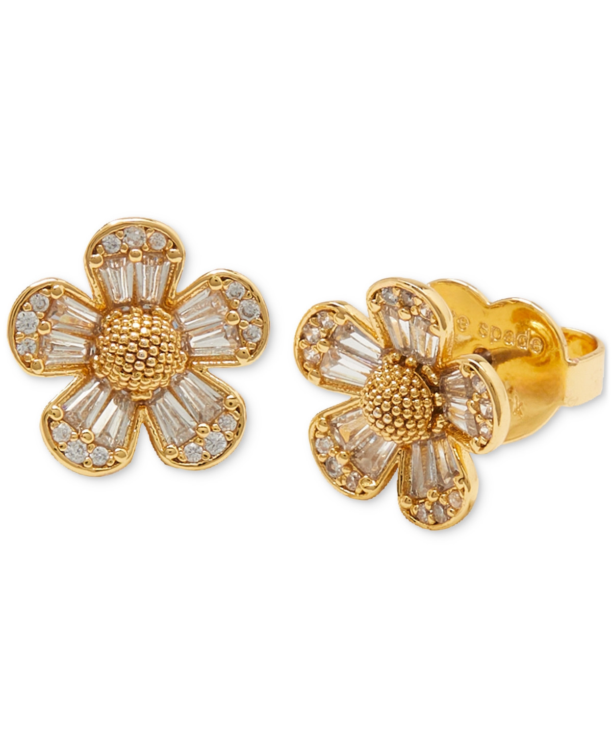 Kate Spade New York Cubic Zirconia Fleurette Stud Earrings - Clear/gold | Macy's