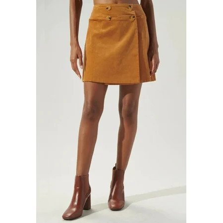 Sugarlips Corduroy High Waisted A-Line Button Front Mini Skirt Size X-Small RUST | Walmart (US)