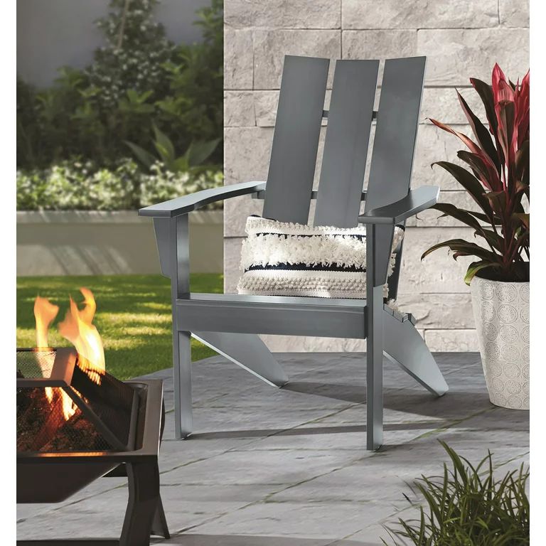 Mainstays Wood Outdoor Modern Adirondack Chair, Grey Color | Walmart (US)