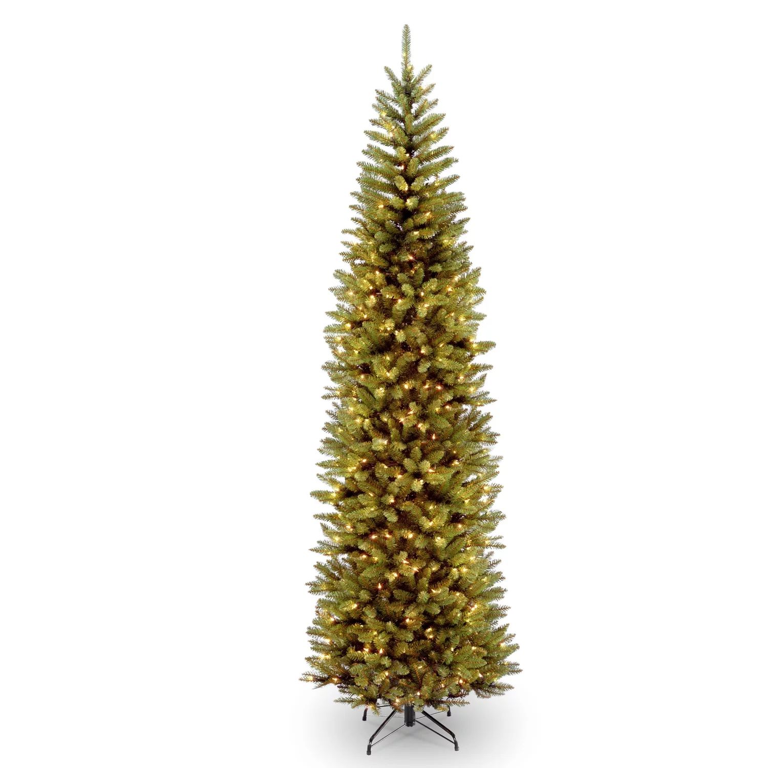 National Tree Company Artificial Pre-Lit Slim Christmas Tree, Green, Kingswood Fir, White Lights,... | Walmart (US)