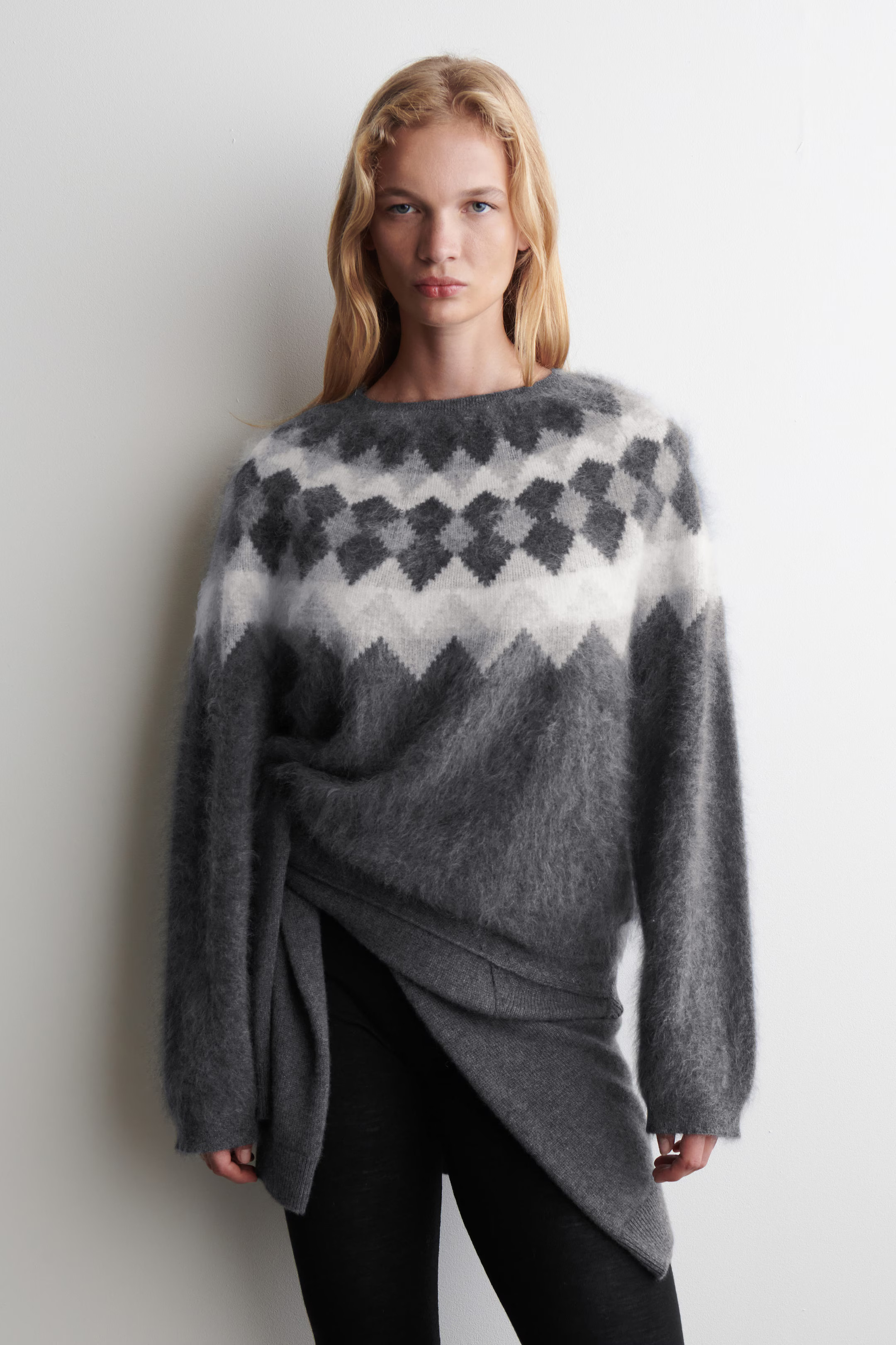 FAIR ISLE BRUSHED-CASHMERE SWEATER - CHARCOAL / GRAY | COS US | COS (US)