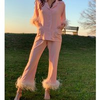 Pink Ostrich Feather Pajamas Perfect Valentine's Day Pj Galentines Present, Bridal Pj, Slumber Party | Etsy (US)