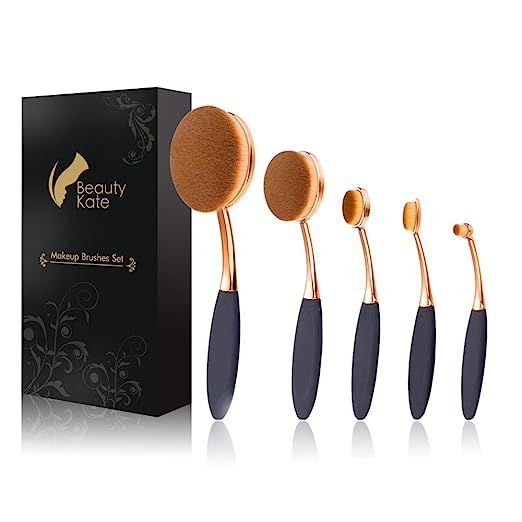 Oval Makeup Brush Set of 5 Pcs Professional Oval Toothbrush Foundation Contour Concealer Eyeliner... | Amazon (US)