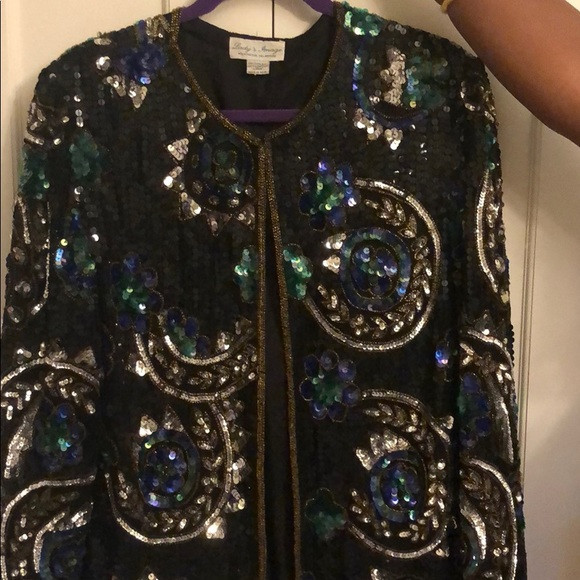 100% silk lining, Women’s L Evening Sequins jacket | Poshmark