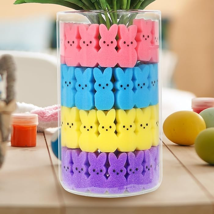 Easter Decorations, 64pcs Cute Sponge Bunnies Vase Filler, Spring Indoor Decor for Tiered Tray an... | Amazon (US)