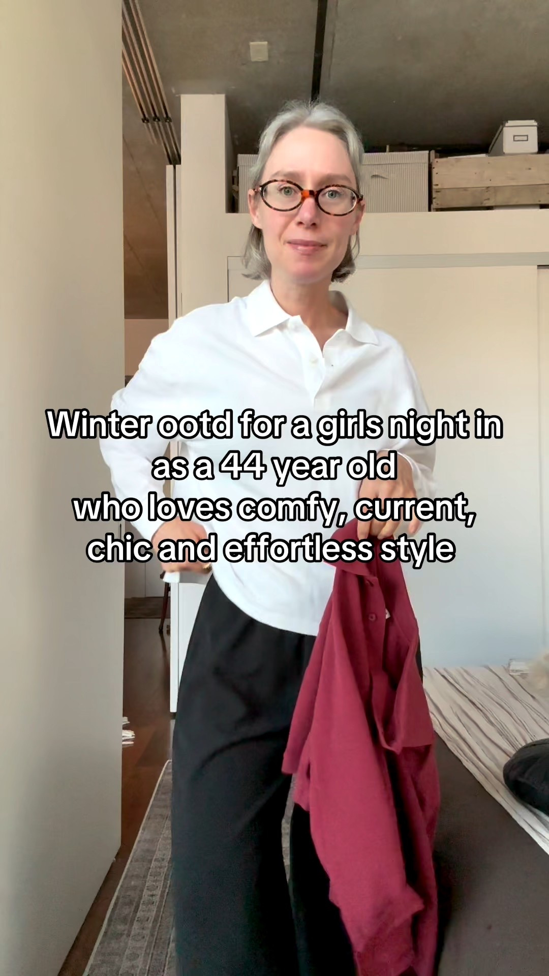 Zara faux fur coat (linked similar) Obsessed with layering shirts, these are aritzia, white in xs, red in small. Gap pants in size small petite 

#LTKholiday #LTKcanada #LTKwinter