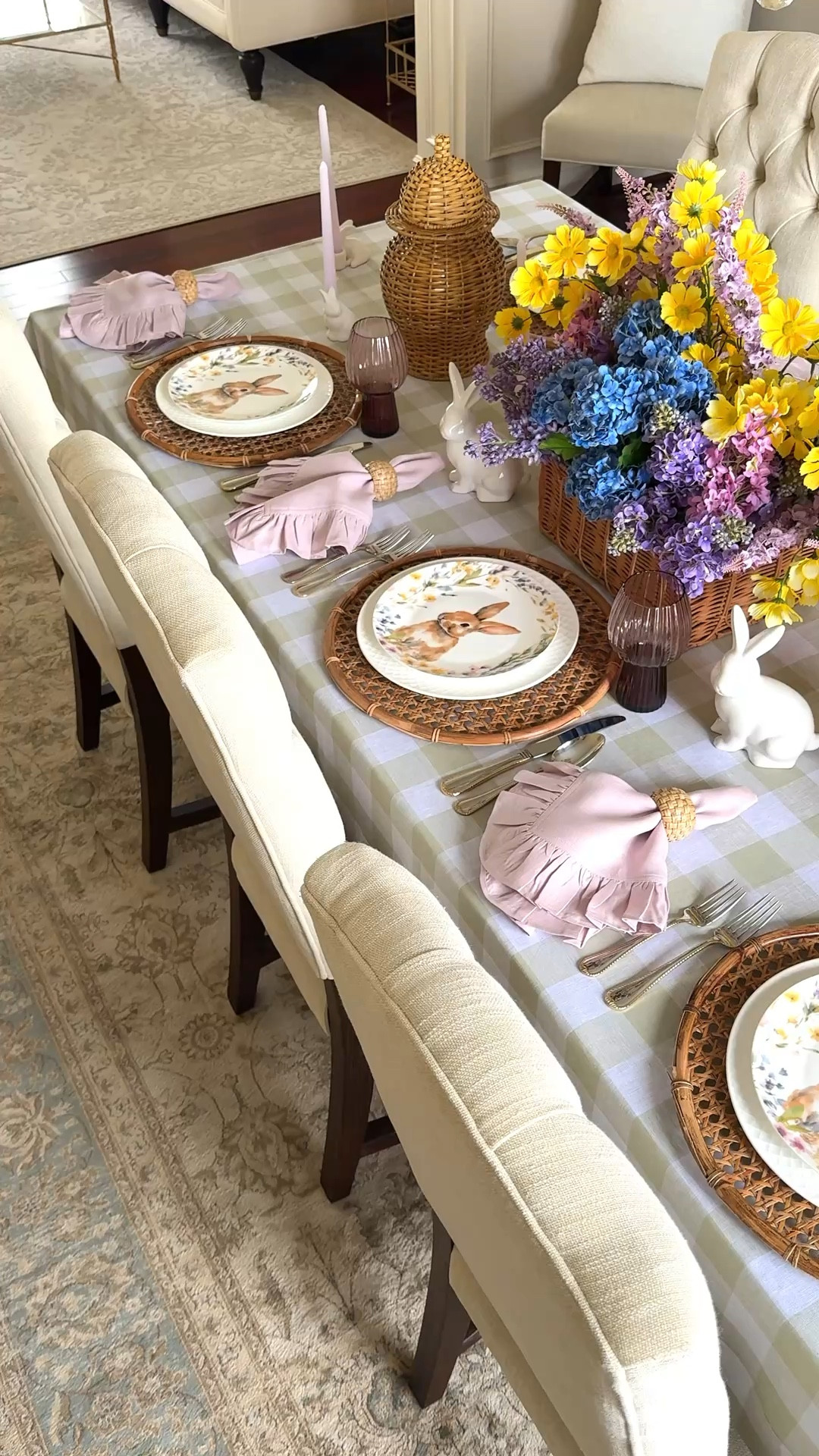 Shop my Easter Table featuring dinnerware from Mikasa and @Solino Home!

Green gingham, green buffalo check, Ruffle napkins, white bunny decor, woven chargers, woven ginger jars, two tone flatware, faux flowers, spring tablescape, bunny candleholders, @Target target finds

#LTKSeasonal #LTKHome