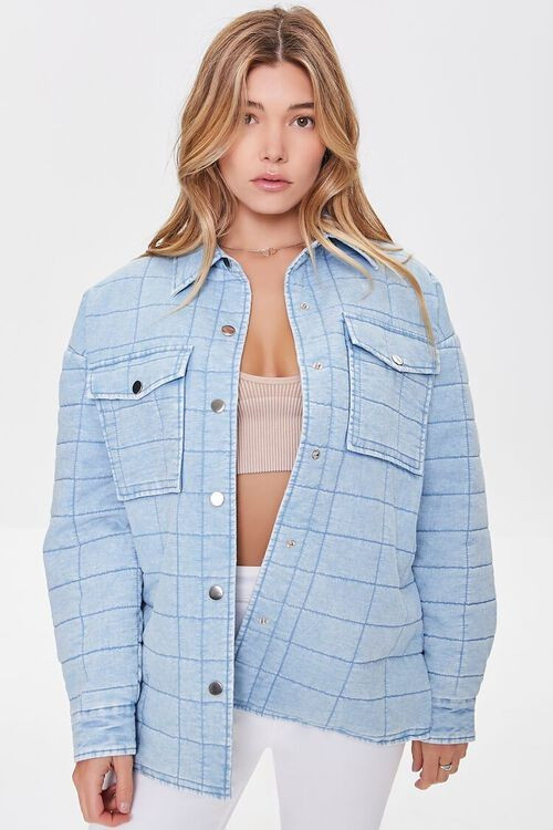 Quilted Mineral Wash Denim Shacket | Forever 21 (US)