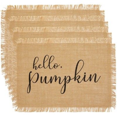 Hello Pumpkin Farmhouse Burlap Placemat, Set of 4 - 13" x 19" - Elrene Home Fashions | Target