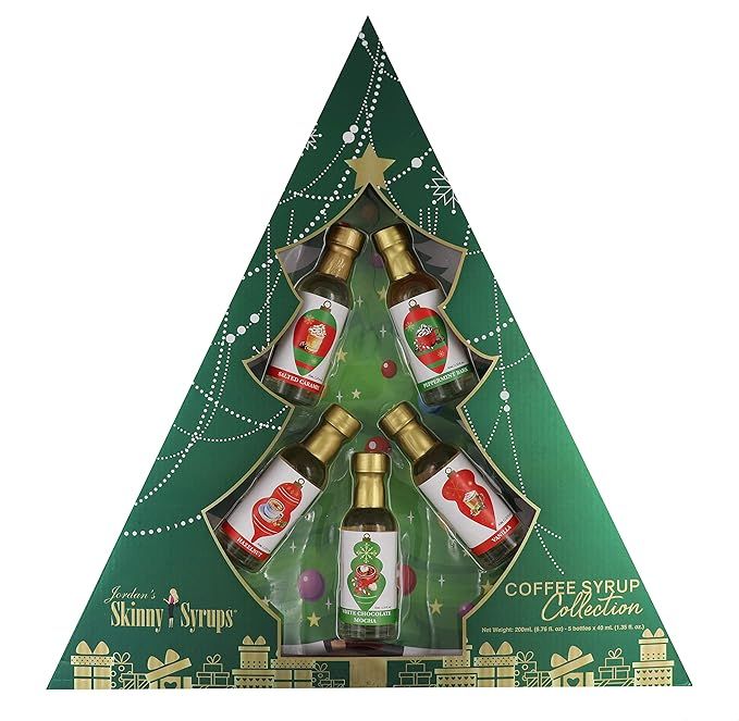 Jordan’s Skinny Syrup Happy Holidays Gourmet Coffee Giant Christmas Tree Set 5 Flavors, Salted ... | Amazon (US)