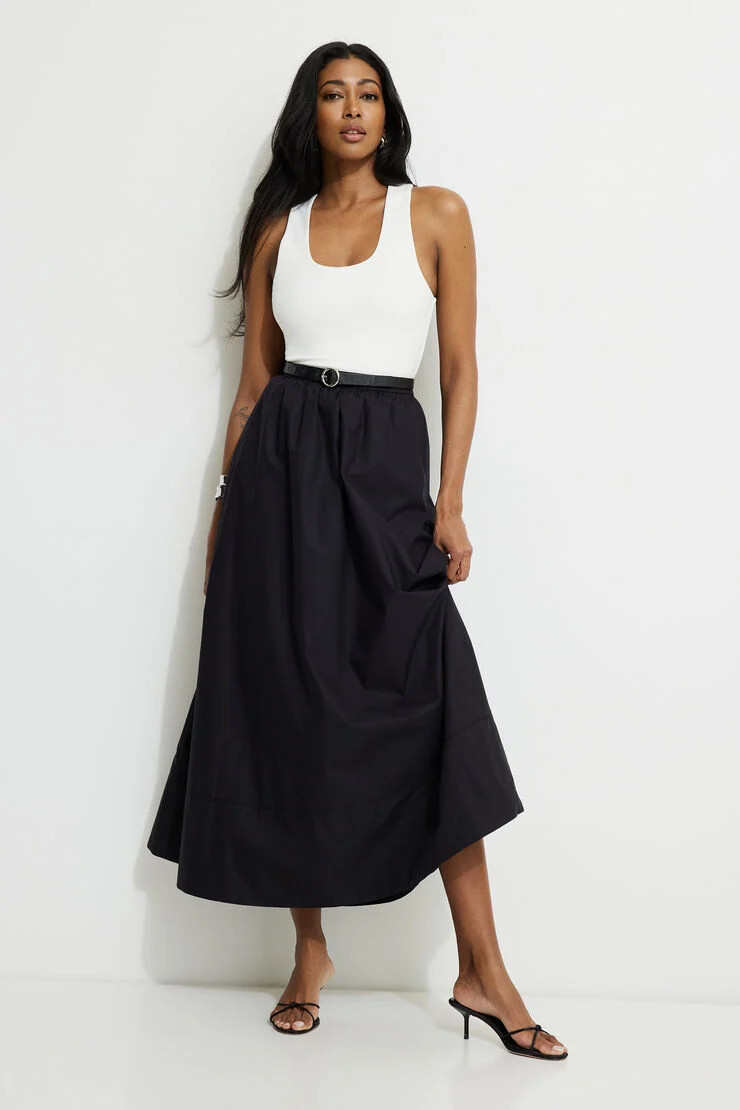 Lily Voluminous Poplin Maxi Skirt | Dynamite Clothing