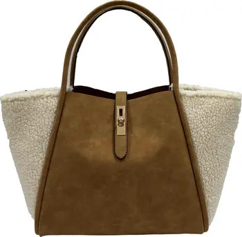 Faux Suede & Faux Shearling Tote | Nordstrom Rack