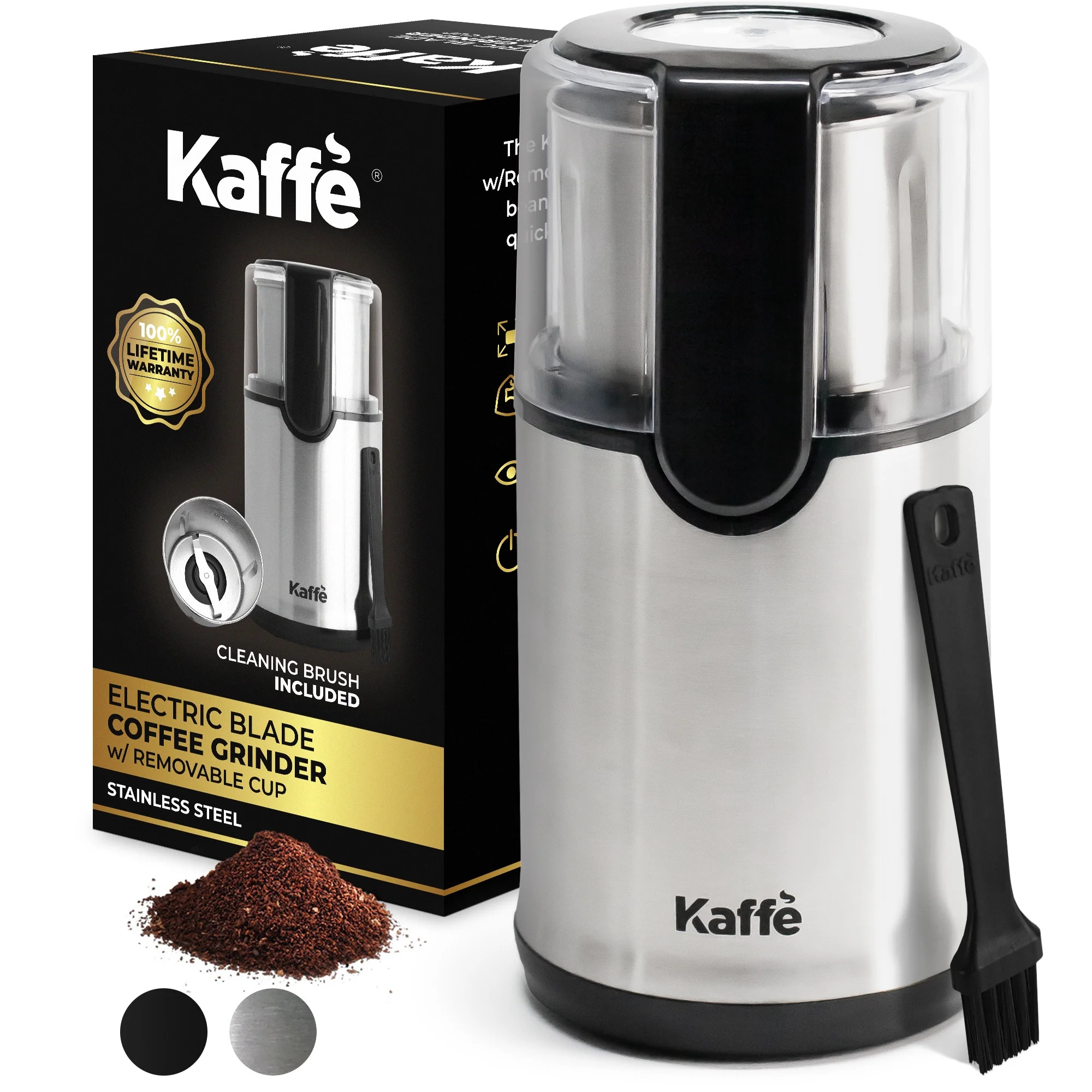 Kaffe Electric Blade Coffee Grinder w/Removable Cup. 4.5oz 14-Cup Capacity. Cleaning Brush Includ... | Walmart (US)