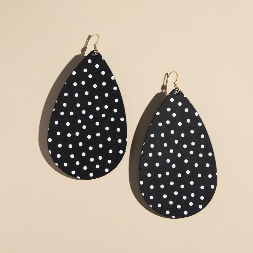 Black Polka Dot Teardrops | Nickel and Suede