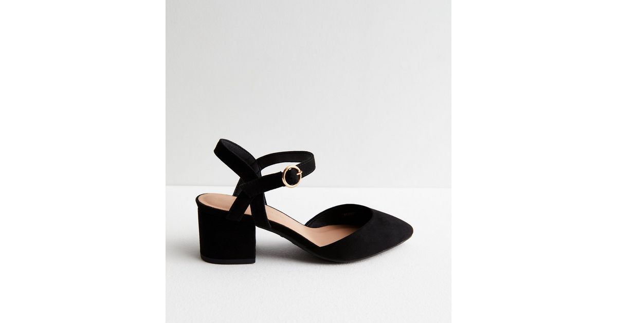 Wide Fit Black Suedette Pointed Low Block Heel Sandals
						
						Add to Saved Items
						Remo... | New Look (UK)