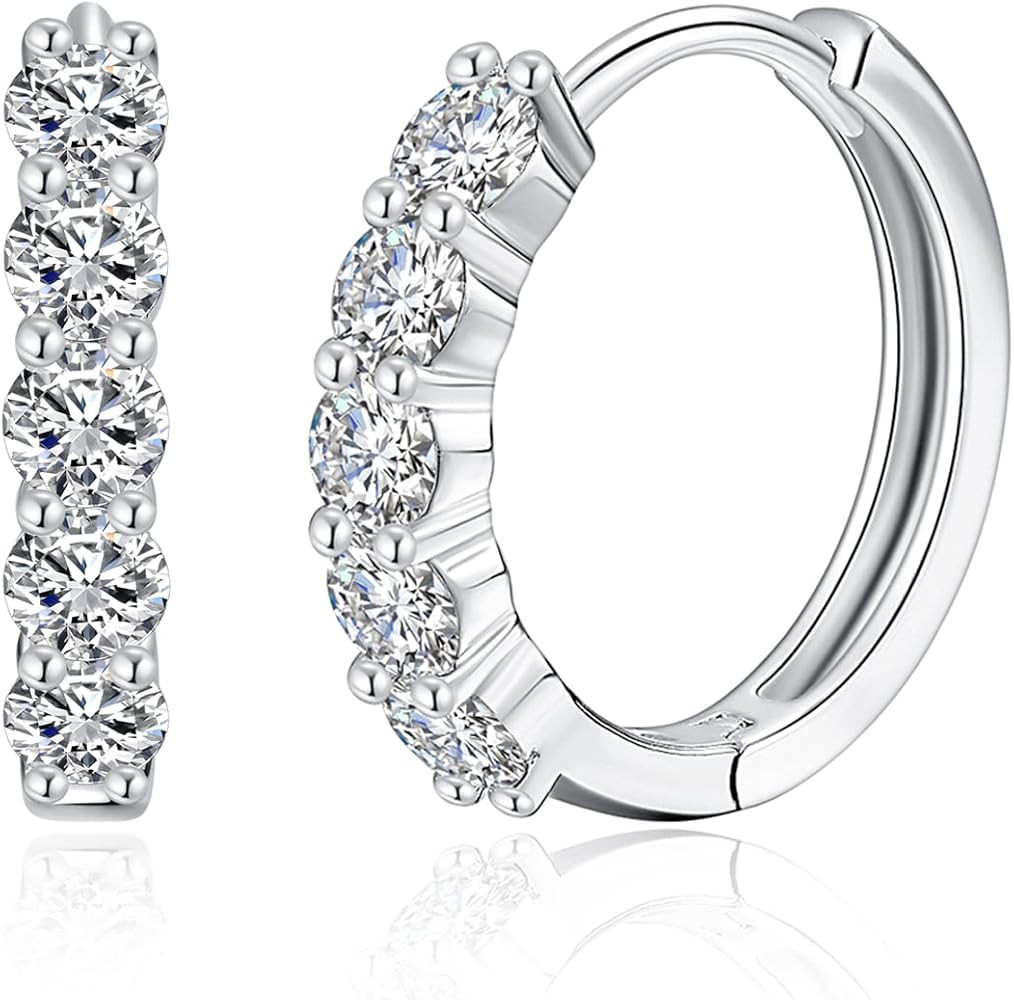 Huggie earrings for women Ear Cuff Moissanite Stud Earrings Hypoallergenic Earrings for Women Ste... | Amazon (US)