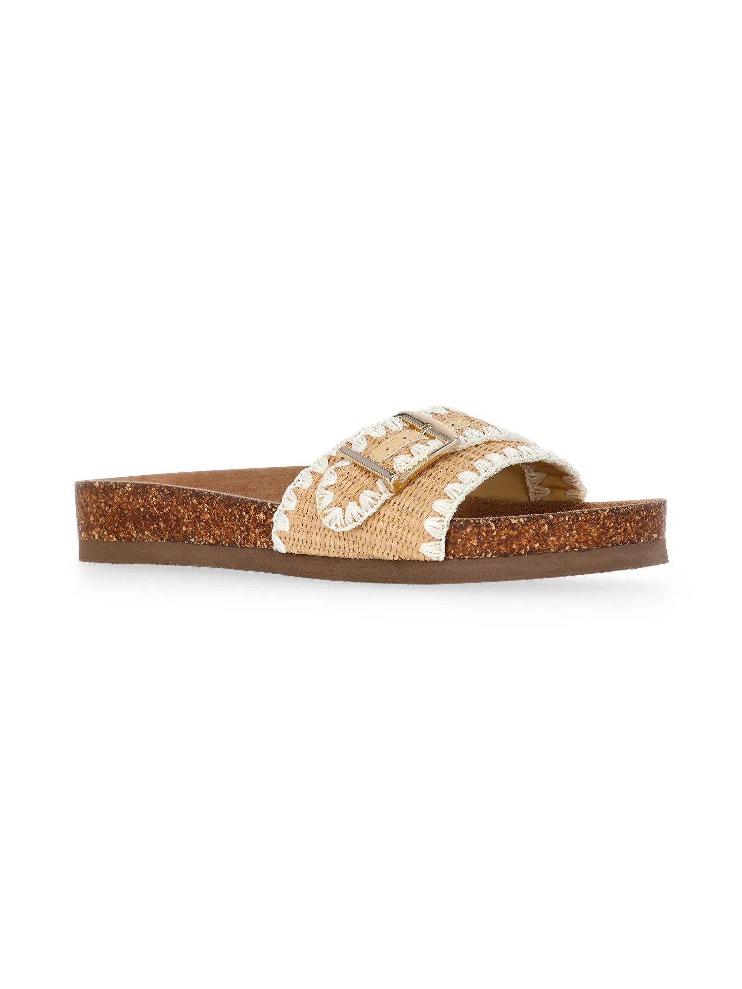 Time and Tru Women's One Buckle Footbed Slide Sandals | Walmart (US)