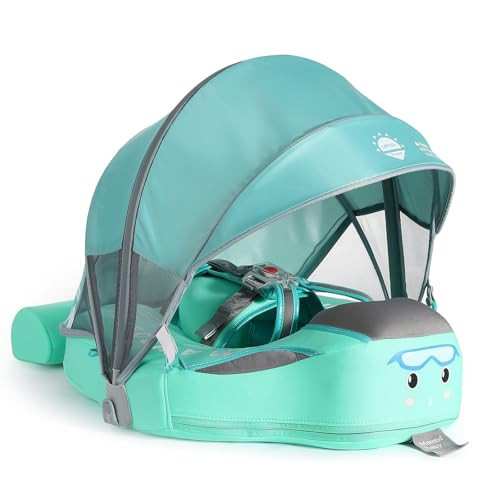 2025 New Mambobaby Float, Baby Floats with Canopy for Infants 3-24 Months, Non-Inflatable Pool Floats with Adjustable Safety Strap & Upgrade Tail, Waist Swimming Ring for Toddler, Baby Green | Amazon (US)