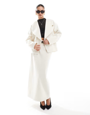 4th & Reckless wool look oversized lapel jacket and maxi skirt co-ord in cream | ASOS (Global)