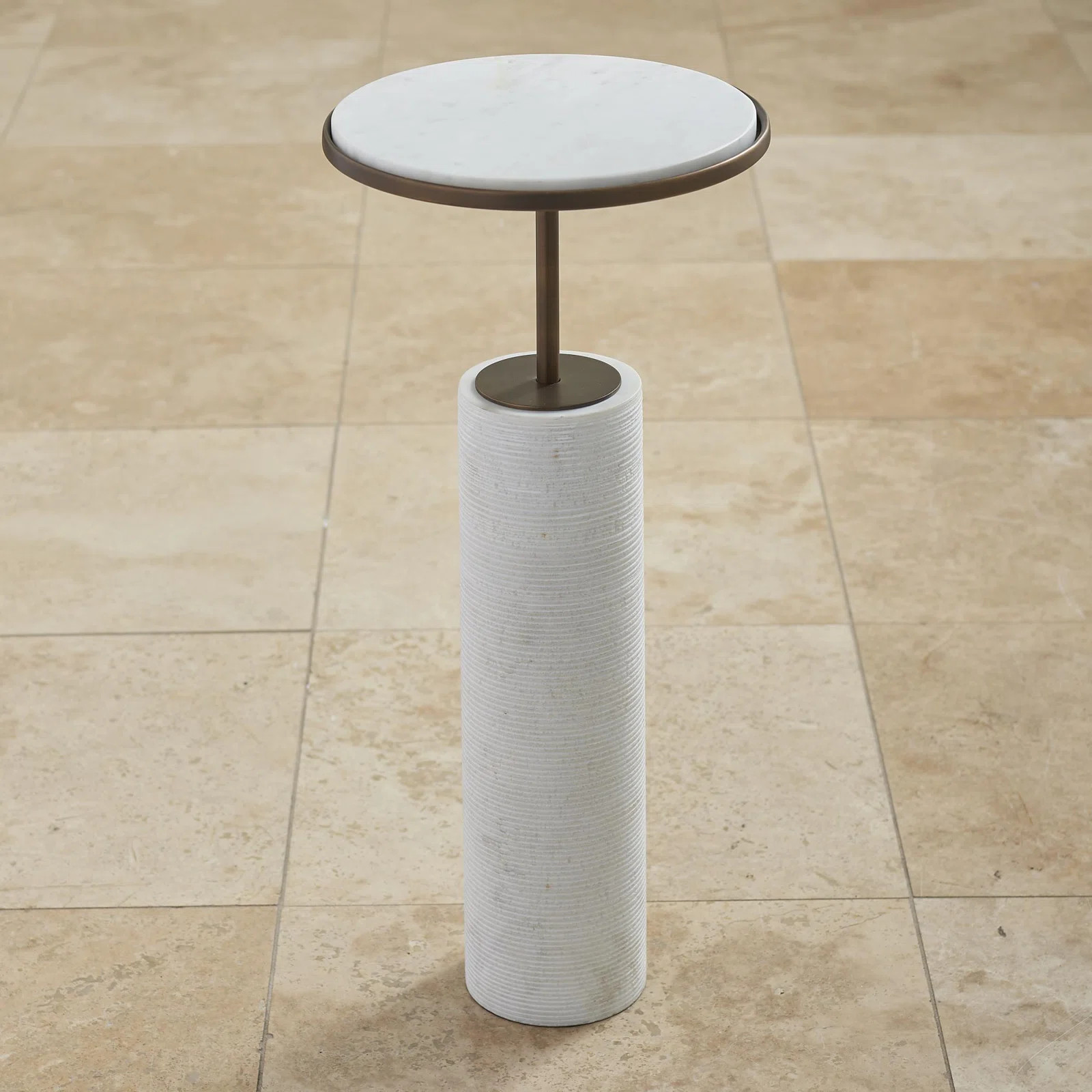 Global Views Tall Cored Marble Table-Bronze | Wayfair | Wayfair North America