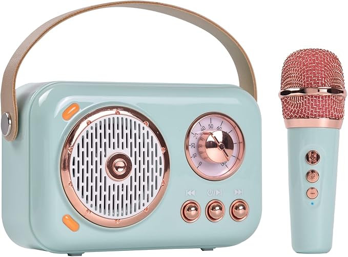 Portable Bluetooth Speaker with Microphone Set,Retro Bluetooth Speaker with Home Karaoke Machine,... | Amazon (US)