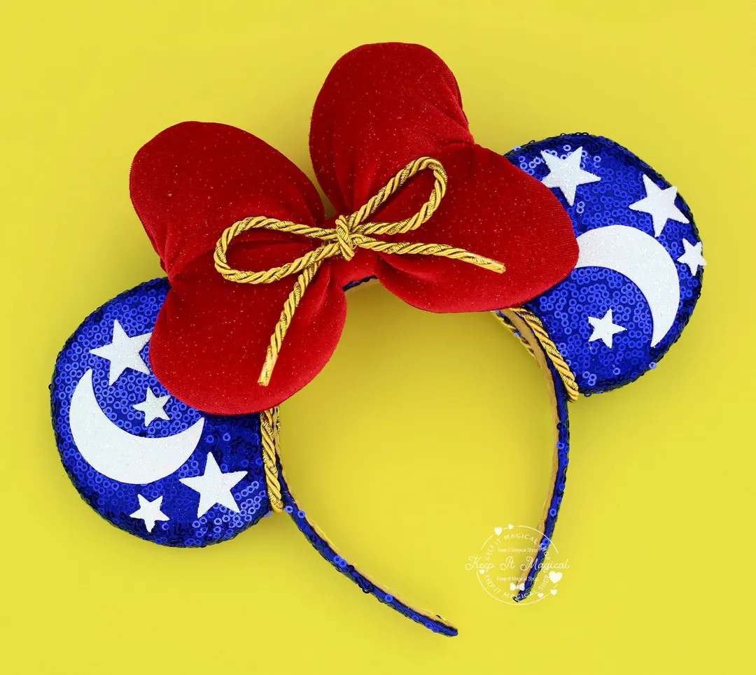 Fantasmic Minnie Ears Sorcerer Mickey Ears Sorcerer Ears Fantasmic Ears Moons and Stars Blue Wiza... | Etsy (US)