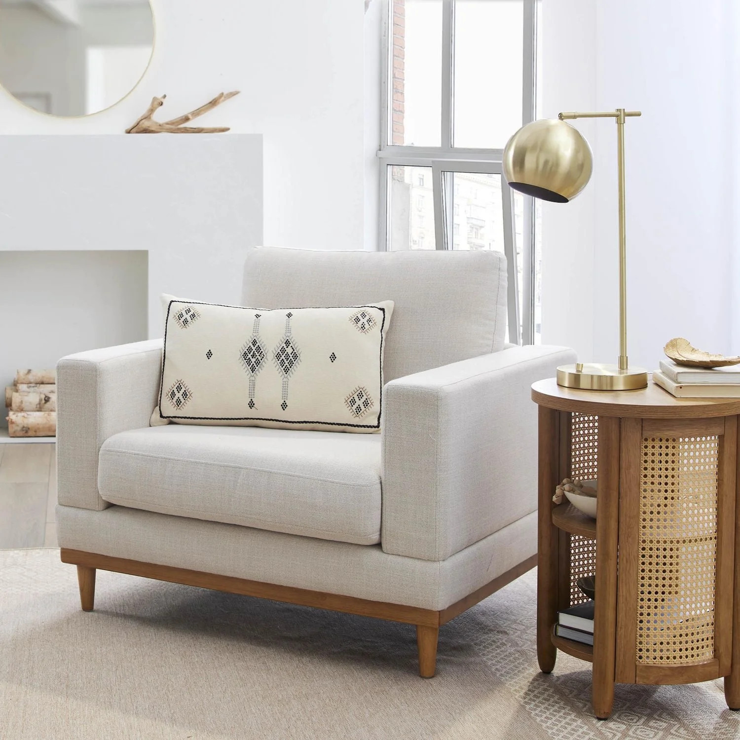 Better Homes & Gardens Springwood Wood Frame Accent Chair, Cream Linen | Walmart (CA)