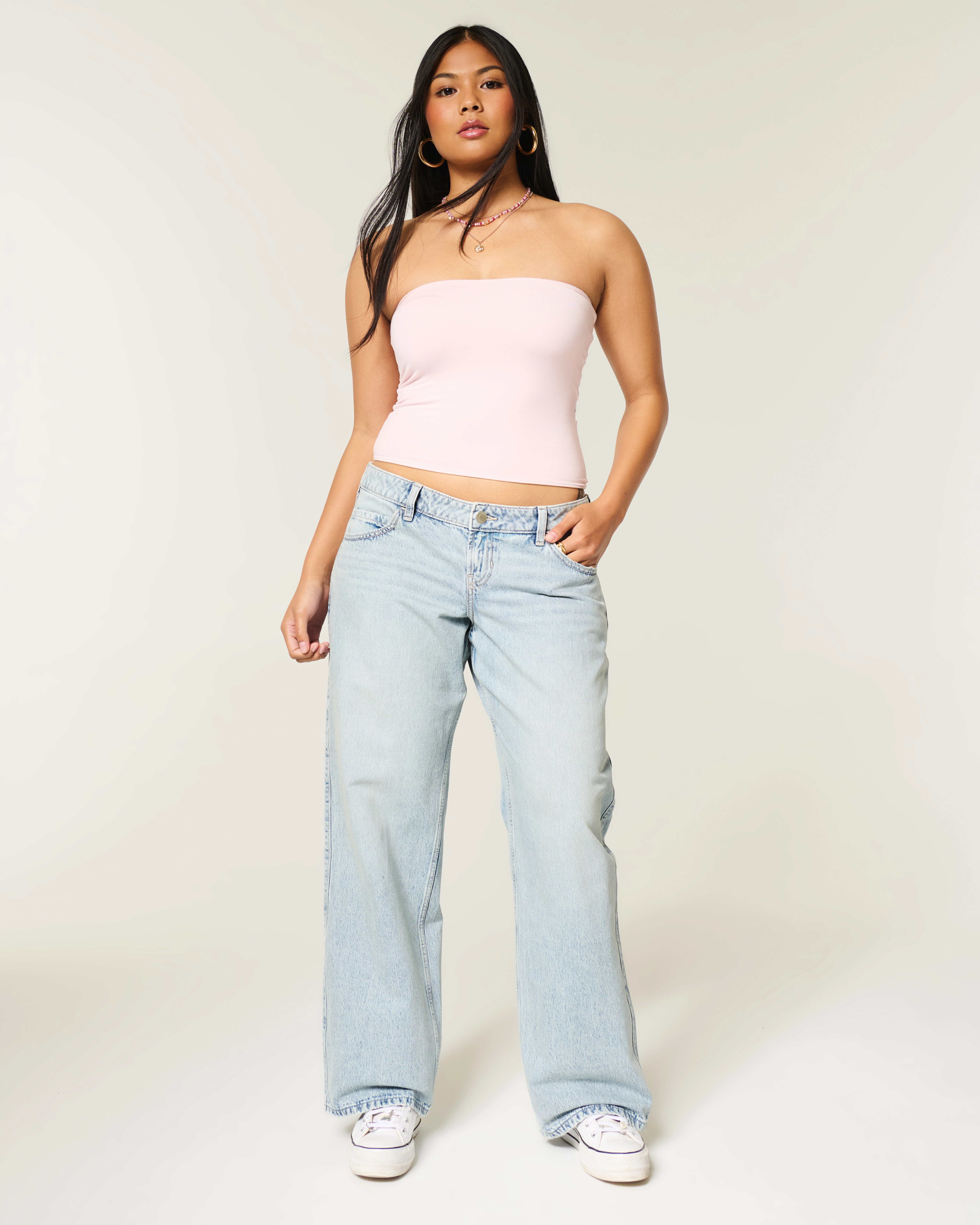 Ultra Low-Rise Light Wash Baggy Jeans | Hollister (US)
