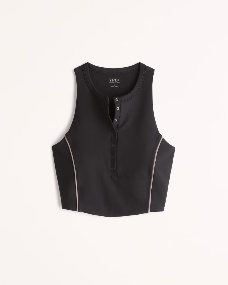 YPB sculptLUX Plunge Henley Slim Tank | Abercrombie & Fitch (US)