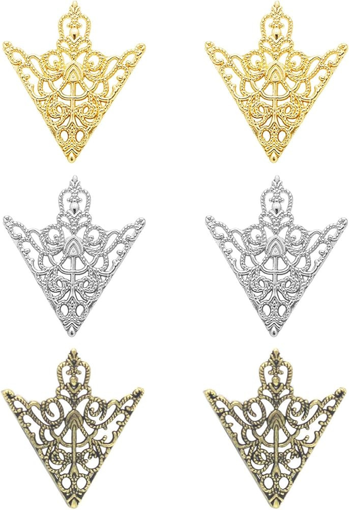 WCRAZYE Retro Hollow Pattern and Angle Triangle Collar Pins for Men Women Fashion Simple Gold Sil... | Amazon (US)